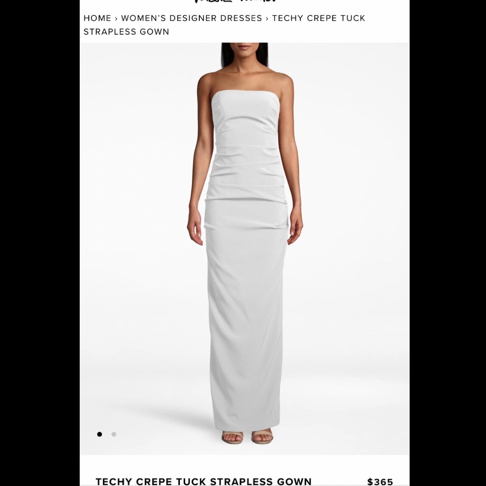 Nicole Miller White Strapless Gown